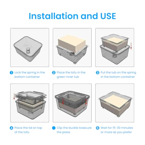 HASTHIP® Tofu Press Food Grade Making Tools Homemade Quick Excessive Water Removal Easy Drainer Dish Washer Safe 16x14x8.5cm 3PCS HASTHIP® Tofu Press Food Grade Making Tools Homemade Quick Excessive Water Removal Easy Drainer Dish Washer Safe 16x14x8.5cm 3PCS